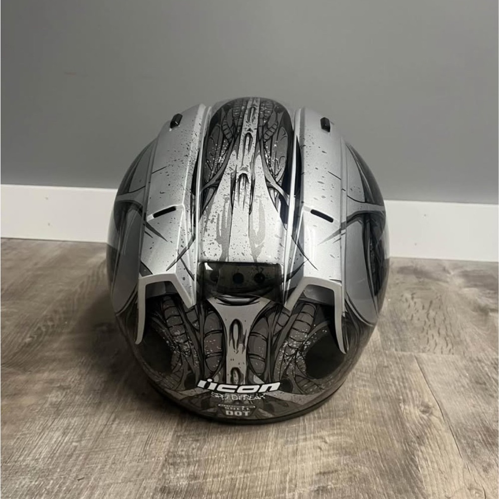ICON Helmet with Black and Silver Graphics - Picture 2 of 4